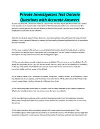 Ontario Private Investigator Exam: Questions and Answers