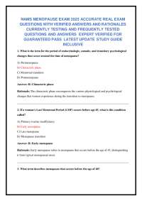 NAMS MENOPAUSE EXAM 2025 ACCURATE REAL EXAM  QUESTIONS WITH VERIFIED ANSWERS AND RATIONALE