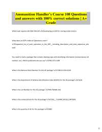 Ammunition Handler's Course 108: Questions and Answers