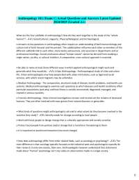 Anthropology 101 Exam Questions and Answers