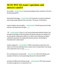 NCSU PSY 311 exam 1 questions and answers rated A