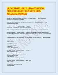 NR507 Edapt Unit 2 – Hematological Disorders – Chamberlain University – 2024/2025 – Questi