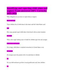 Child Abuse and Neglect: Identification, Reporting, and Prevention