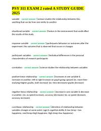 PSY 311 Exam 2 Study Guide: Research Methods and Variables