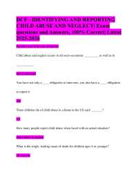 Child Abuse and Neglect: Exam Questions and Answers (2025-2026)