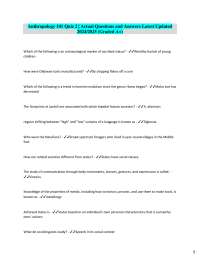 Anthropology 101 Quiz 2 | Actual Questions and Answers Latest Updated  2024/2025 (Graded A