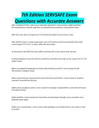 ServSafe Exam Questions and Answers: Food Safety Study Guide