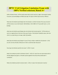 Civil Litigation: Limitation Period Exam Notes