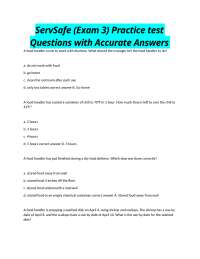 ServSafe Exam 3 Practice Test: Food Safety Questions and Answers