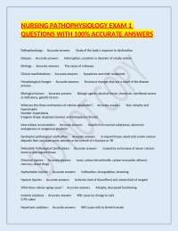 Nursing Pathophysiology Exam 1: Questions and Answers for Study Success