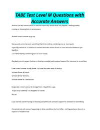 TABE Test Level M Questions with Accurate Answers