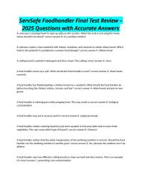 ServSafe Foodhandler Final Test Review – 2025 Questions with Accurate Answers
