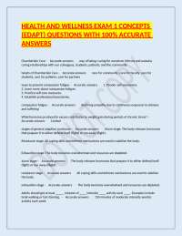 Health and Wellness Exam 1 Concepts: Accurate Answers for Nursing Students