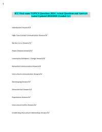 ICC Oral Exam Topics 2024: Intercultural Communication Questions