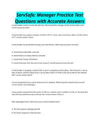 ServSafe Manager Practice Test: Food Safety Questions and Answers
