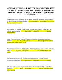 CFESA ELECTRICAL PRACTICE TEST (ACTUAL TEST 2025) | ALL QUESTIONS AND CORRECT ANSWERS