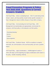 Fraud Prevention Programs & Policy Test 2025-2026. Questions & Correct Answers. Graded A