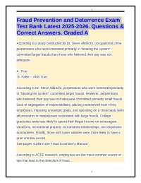 Fraud Prevention and Deterrence Exam Test Bank Latest 2025-2026. Questions & Correct Answe