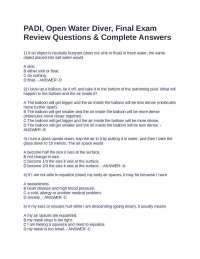 PADI, Open Water Diver, Final Exam Review Questions & Complete Answers
