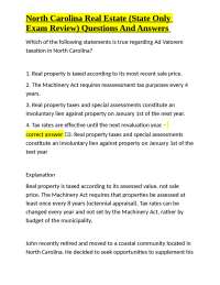 North Carolina Real Estate (State Only Exam Review) Questions And Answers