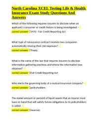 North Carolina Life & Health Insurance Exam Q&A