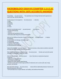 MICROBIOLOGY EXAM #1 (CHAPTER 1,3,4,5,6) QUESTIONS WITH 100% ACCURATE ANSWERS
