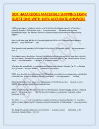 DOT Hazardous Materials Shipping Exam Questions and Answers