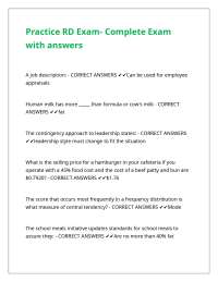 RD Exam Practice Questions with Answers: Comprehensive Study Guide