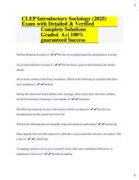 CLEP Introductory Sociology Exam: Questions and Verified Solutions