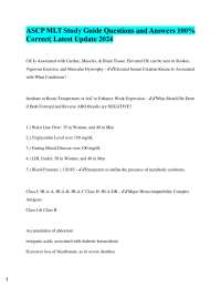 ASCP MLT Study Guide Questions and Answers 100%  Correct| Latest Update 2024 CK Is Associa