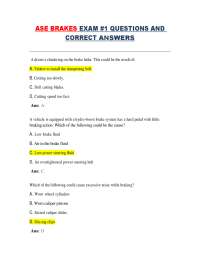 Brake Systems Exam Questions and Answers: Automotive Engineering