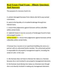 Illinois Real Estate Exam Questions and Answers: Comprehensive Study Guide