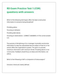 RD Exam Practice Test: Questions and Answers for Dietitians