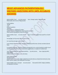 NR 507 Pathophysiology – Midterm Exam – Chamberlain University – Questions with 100