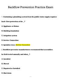 Backflow Prevention Practice Exam