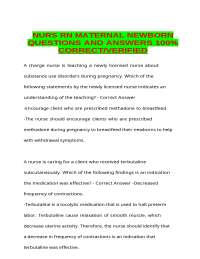 NURS RN MATERNAL NEWBORN QUESTIONS AND ANSWERS 100% CORRECT/VERIFIED