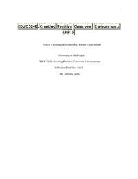 EDUC 5240: Creating Positive Classroom Environments Unit 6.