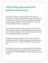TAP Series- Food Safety Training practice Test questions with answers