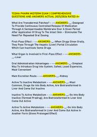 TCDHA PHARM MIDTERM EXAM | COMPREHENSIVE  QUESTIONS AND ANSWERS ACTUAL 2025/2026 RATED A+