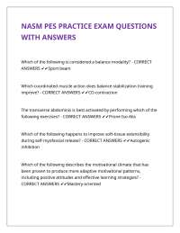 NASM PES PRACTICE EXAM QUESTIONS WITH ANSWERS