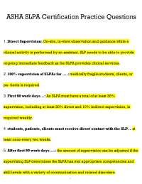 ASHA SLPA Certification Practice Questions
