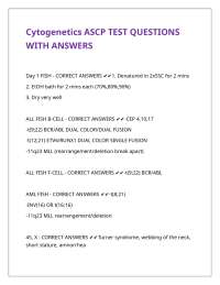 Cytogenetics ASCP TEST QUESTIONS WITH ANSWERS
