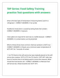 TAP Series- Food Safety Training practice Test questions with answers