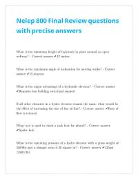 Neiep 800 Final Review questions with precise answers