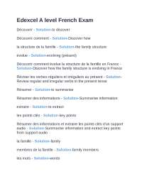 A-Level French Exam Vocabulary: Family & Evolution