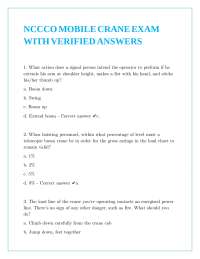 NCCCO Mobile Crane Exam Questions with Verified Answers