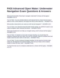 PADI Advanced Open Water: Underwater Navigation Exam Questions & Answers
