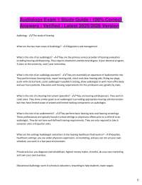 Audiology Exam 1 Study Guide | 100% Correct Answers | Verified | Latest 2025/2026 Version