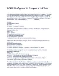 Firefighter I/II Certification Test: Chapters 1-5 Practice Questions
