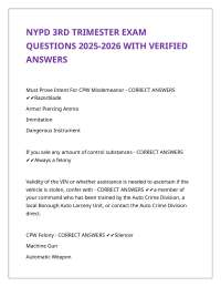 NYPD 3RD TRIMESTER EXAM QUESTIONS 2025-2026 WITH VERIFIED ANSWERS